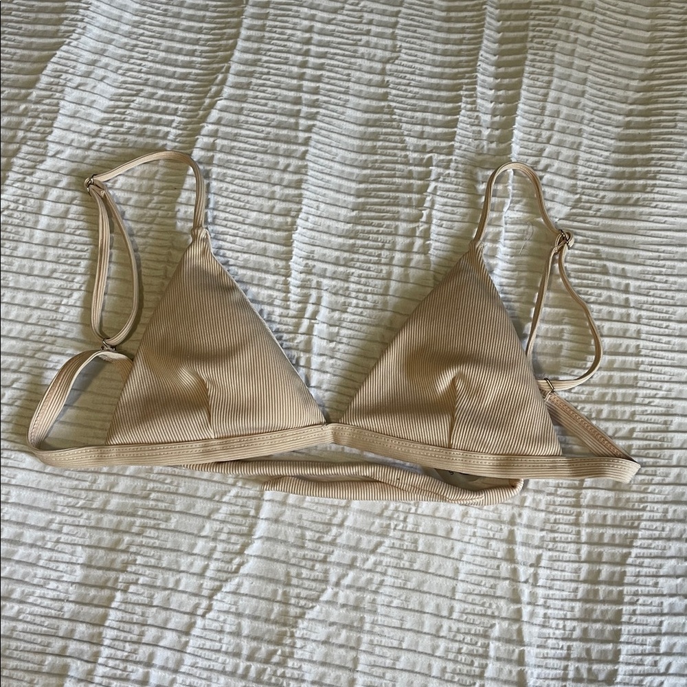 SHEIN Cream Ribbed Bralette